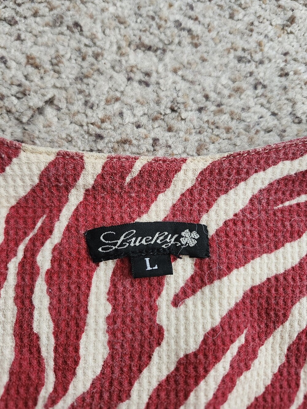 Lucky Cropped Denim Vest with China Graphic / Red and Cream Zebra Print - Picture 7 of 9